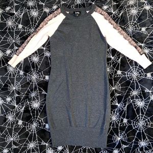 Lace detail sweater dress